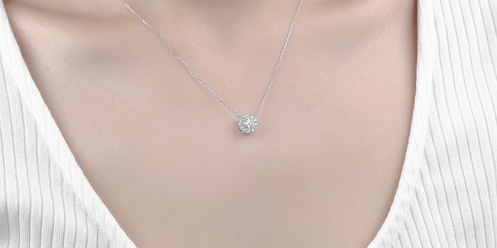 Lab-Grown Diamond Necklace in 10K White Gold