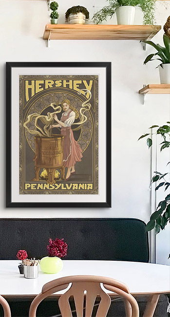 Woman making Chocolate - Hershey, Pennsylvania: Retro Travel Poster