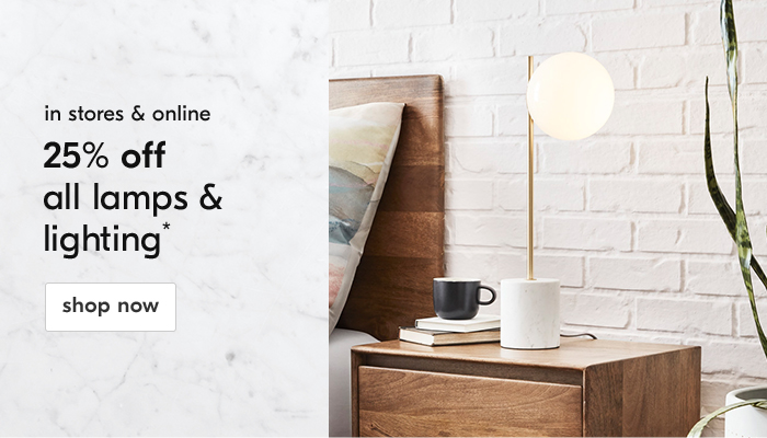 25% off all lamps & lighting