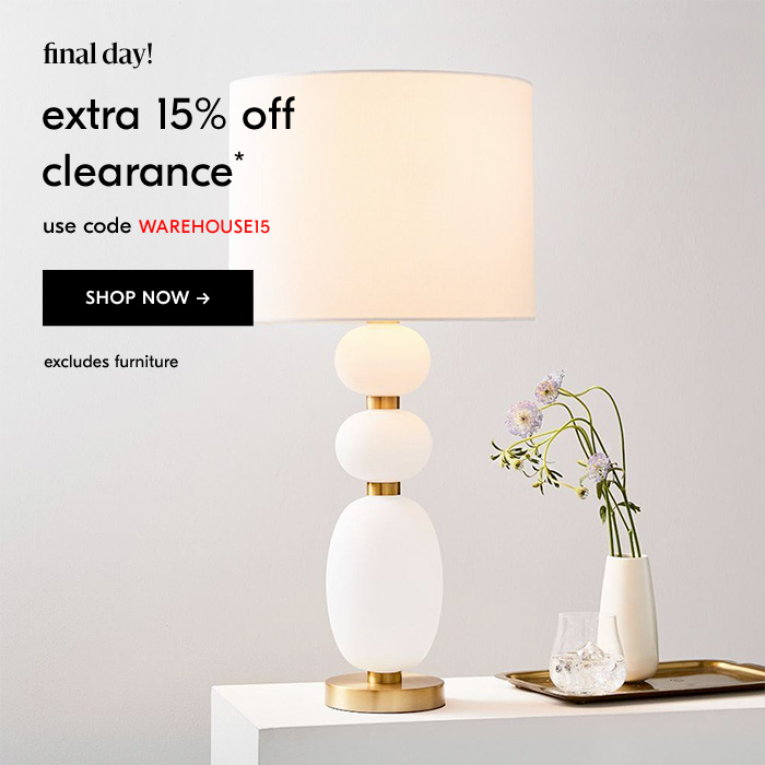 extra 15% off clearance*