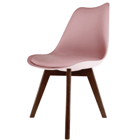 Eiffel Inspired Blush Pink Plastic Dining Chair with Squared Dark Wood Legs