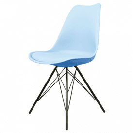 Eiffel Inspired Blue Plastic Dining Chair with Black Metal Legs