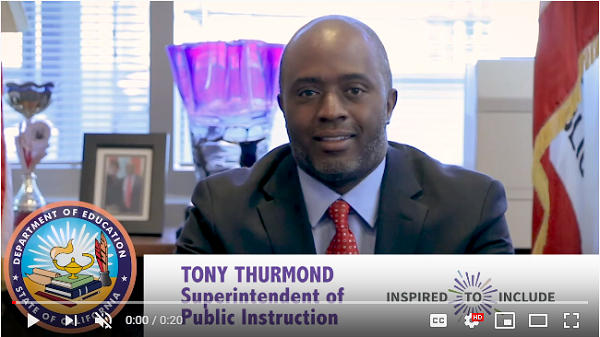 Watch Superintendent of Public Instruction, Tony Thurmond's video now.