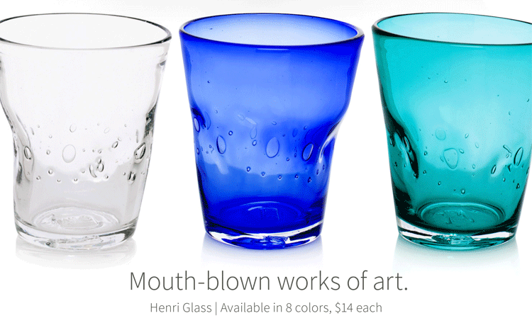Mouth-blown works of art. Henri Glass | Available in 8 colors, $14 each