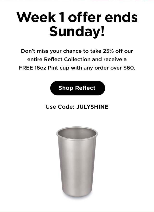 Plastic-Free July Week One Special: 25% off Reflect with code JULYSHINE