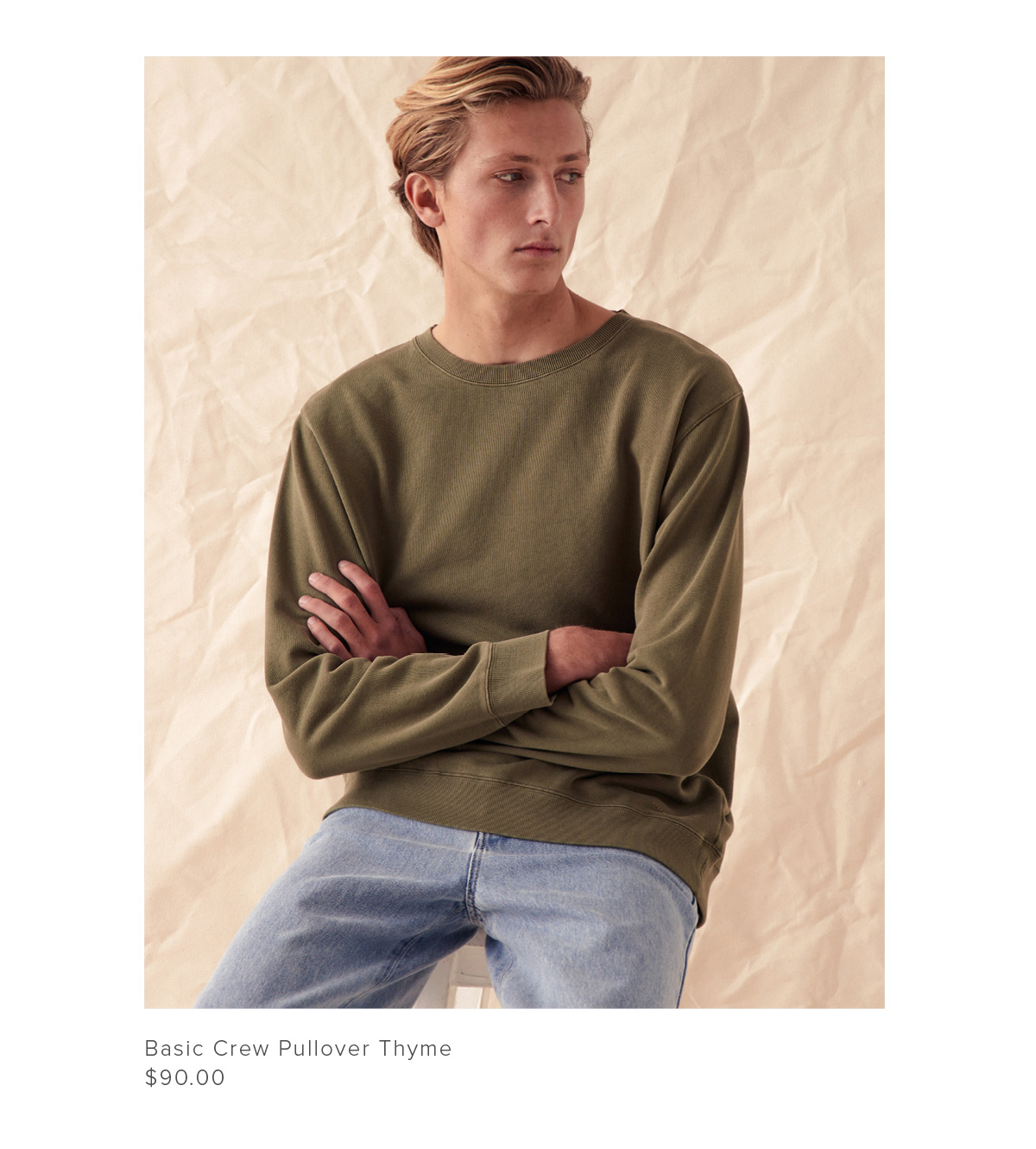 Basic Crew Pullover Thyme | Assembly Label
