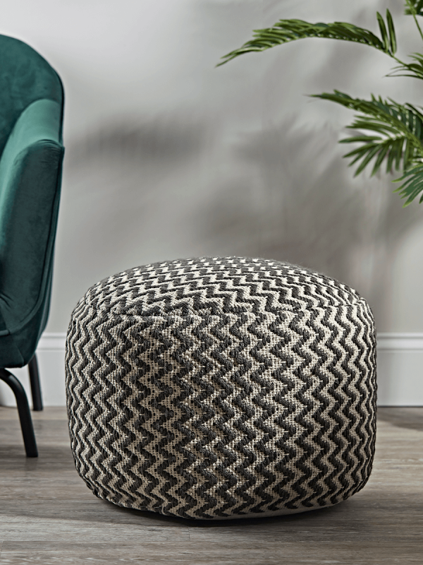 Grey Chevron Pouffe