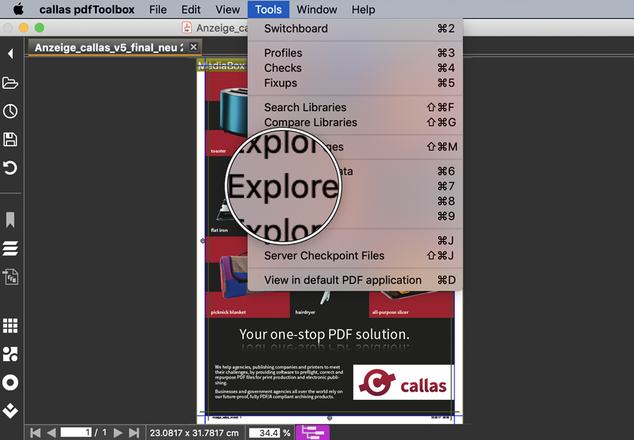 callas Desktop products ''explore'' your PDFs