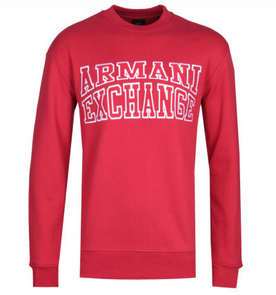 Armani Exchange Large Logo Crew Neck Red Sweatshirt