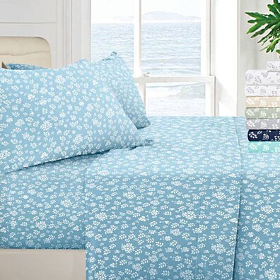 4 Piece Floral Design Bed Sheet Set