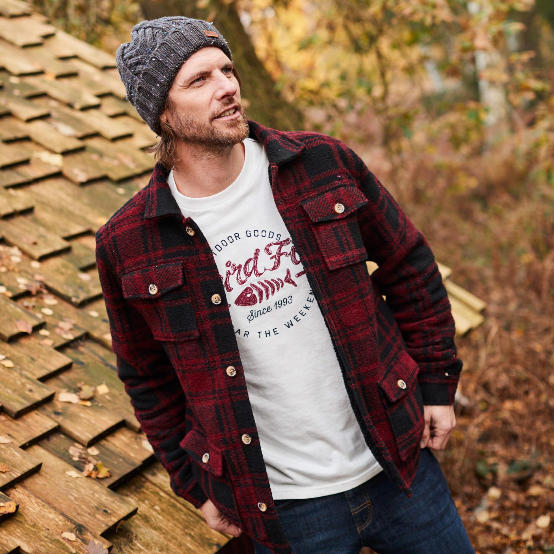Drury Check Flannel Quilted Shacket Pinot Wine