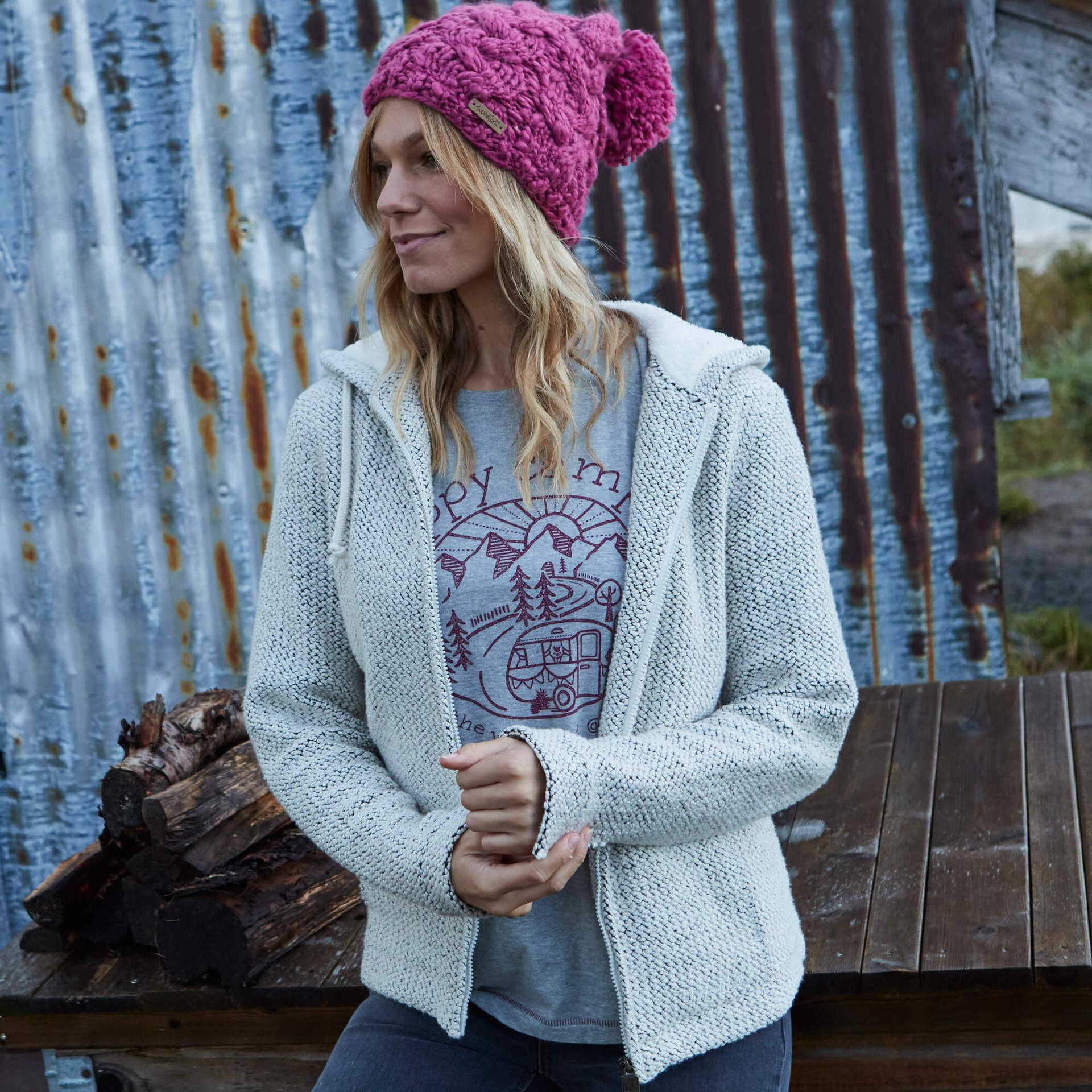 Tanvi Full Zip Fur Lined Macaroni Hoodie Ecru