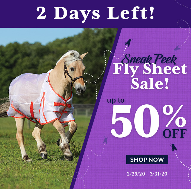 Up to 50% off Fly Sheets, Masks, Boots, and Neck Covers! Ends 3/31/20.