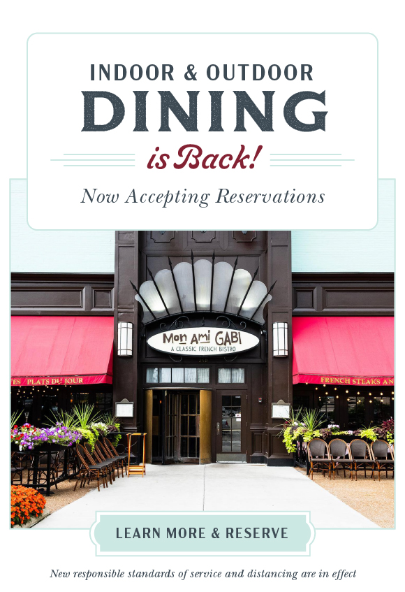 Click here to learn more about our indoor and outdoor dining, including responsible service standards and distanced dine-in. Book your reservation today!