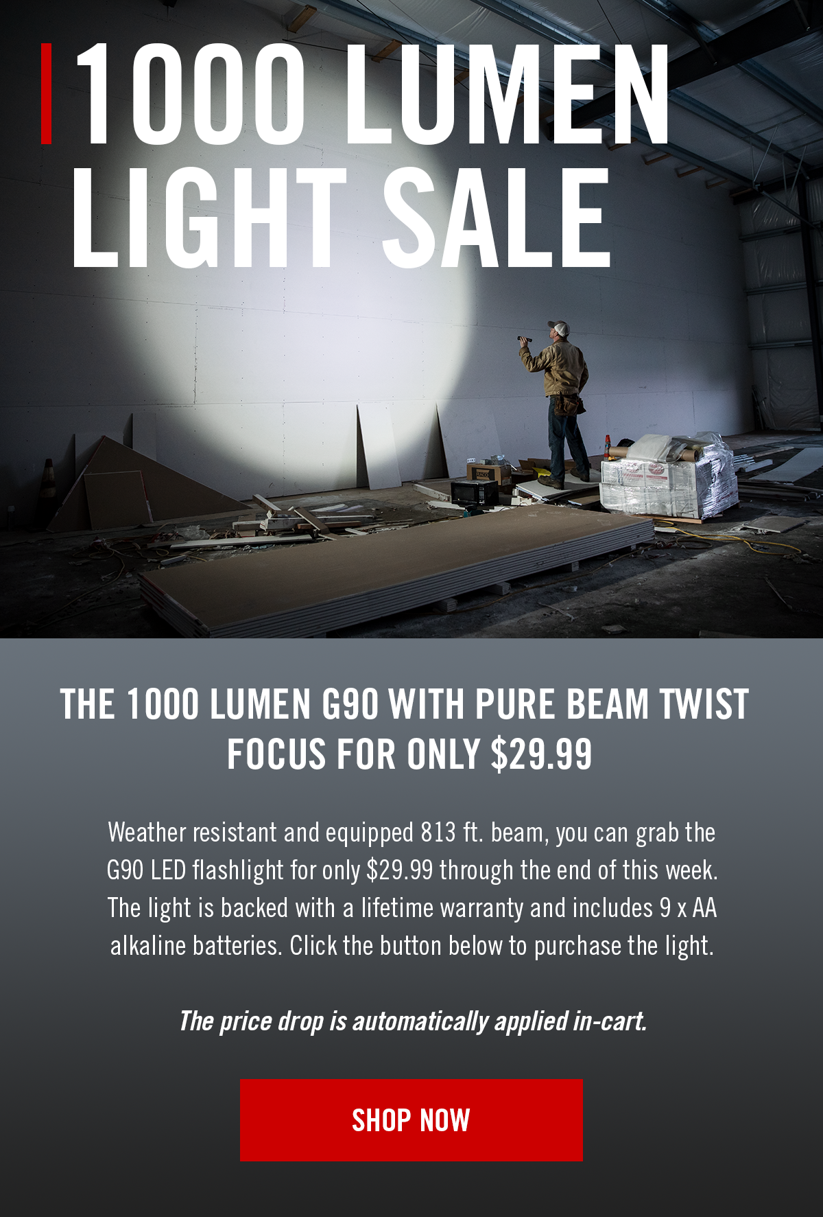 Purchase the G90 1000 Lumen Focusing Flashlight for only $29.99