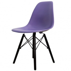 Style Purple Plastic Retro Side Chair Black Wooden Legs