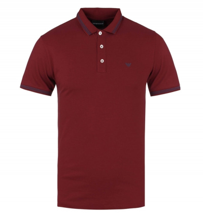 Emporio Armani Red Tipped Slim Fit Short Sleeve Polo Shirt