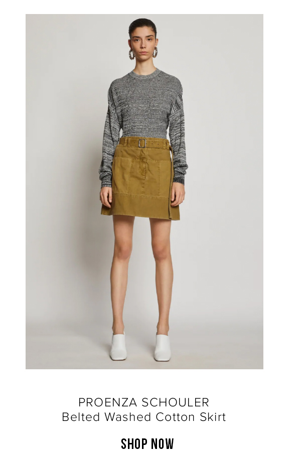 Belted Washed Cotton Skirt