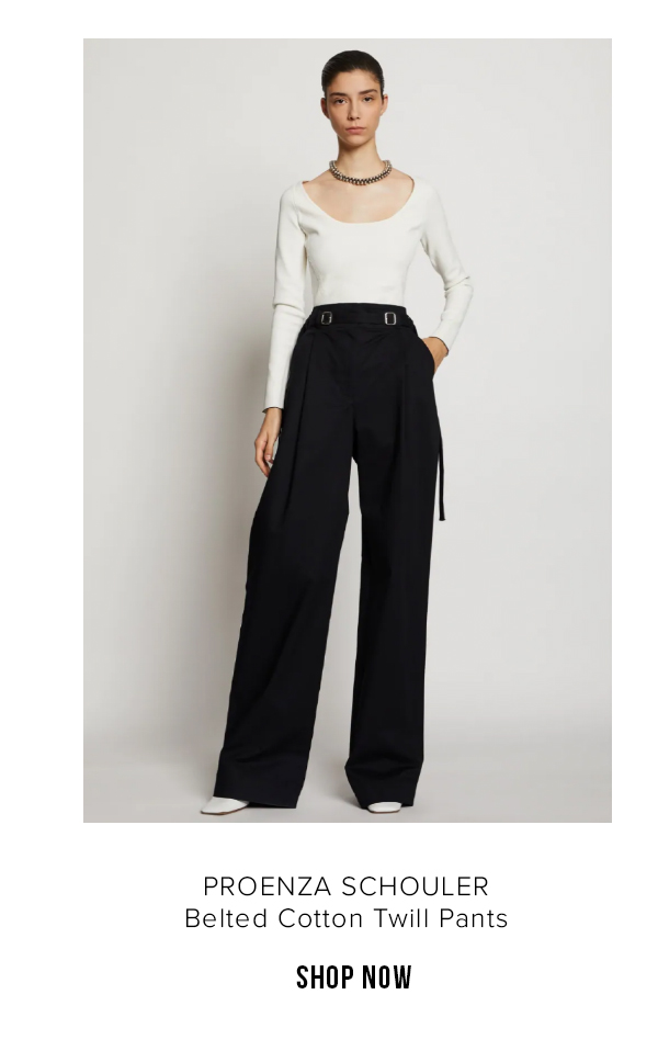 Belted Cotton Twill Pants