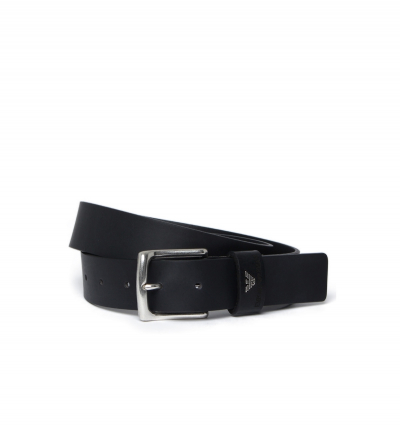 Emporio Armani Logo Black Leather Belt