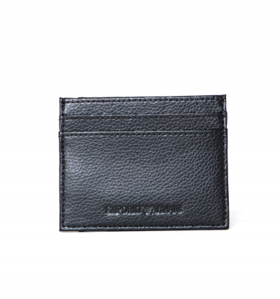 Emporio Armani Black Leather Clipped Card Holder
