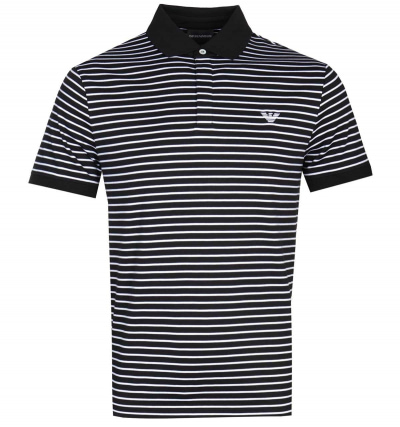 Emporio Armani Small Stripe Black Polo Shirt