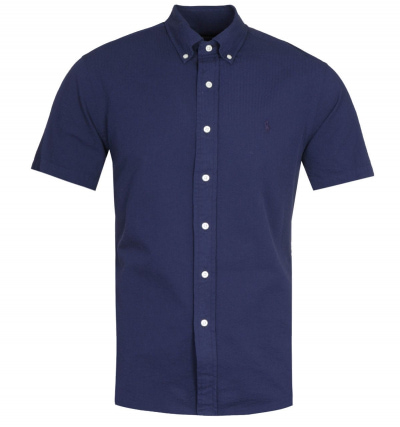 Polo Ralph Lauren Custom Fit Seersucker Navy Short Sleeve Shirt