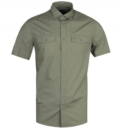 Armani Exchange Regular Fit Short Sleeve Green Military Shirt
