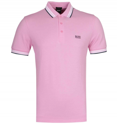 BOSS Paddy Regular Fit Pink Tipped Polo Shirt