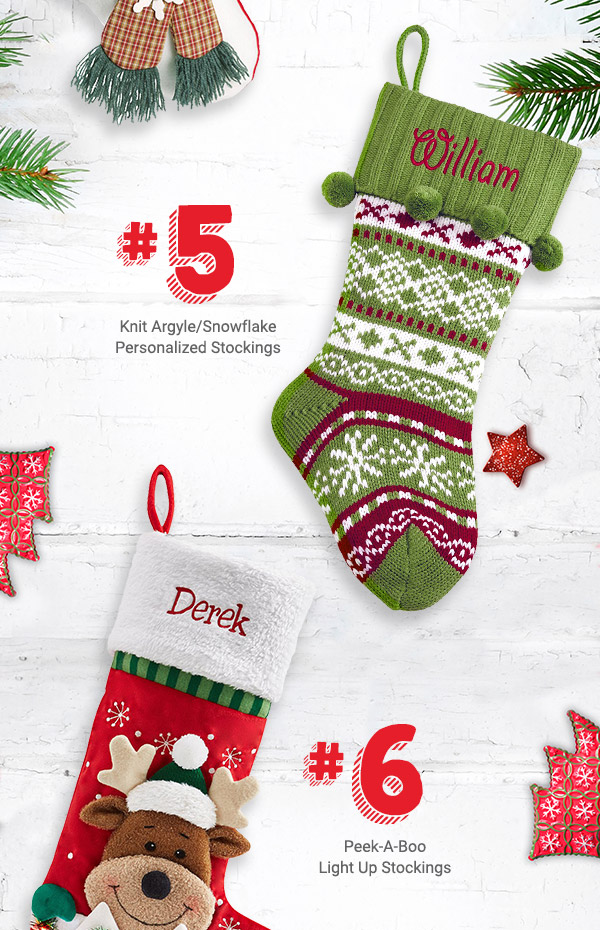 Knit Argyle/Snowflake Stocking, Peek-a-boo Light up stockings