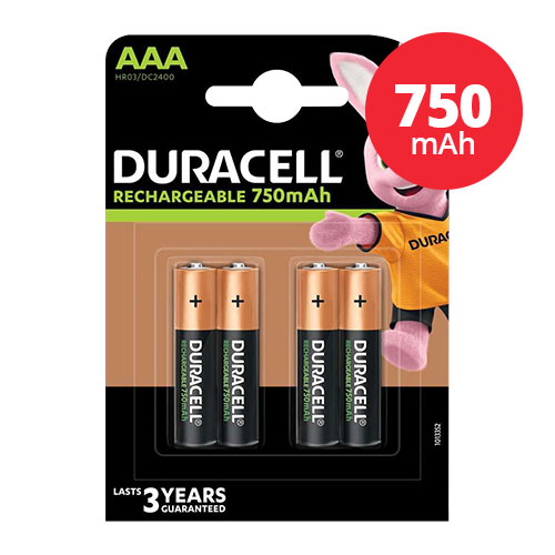 Duracell AAA 750mAh Rechargeable Batteries - Only ?5.99