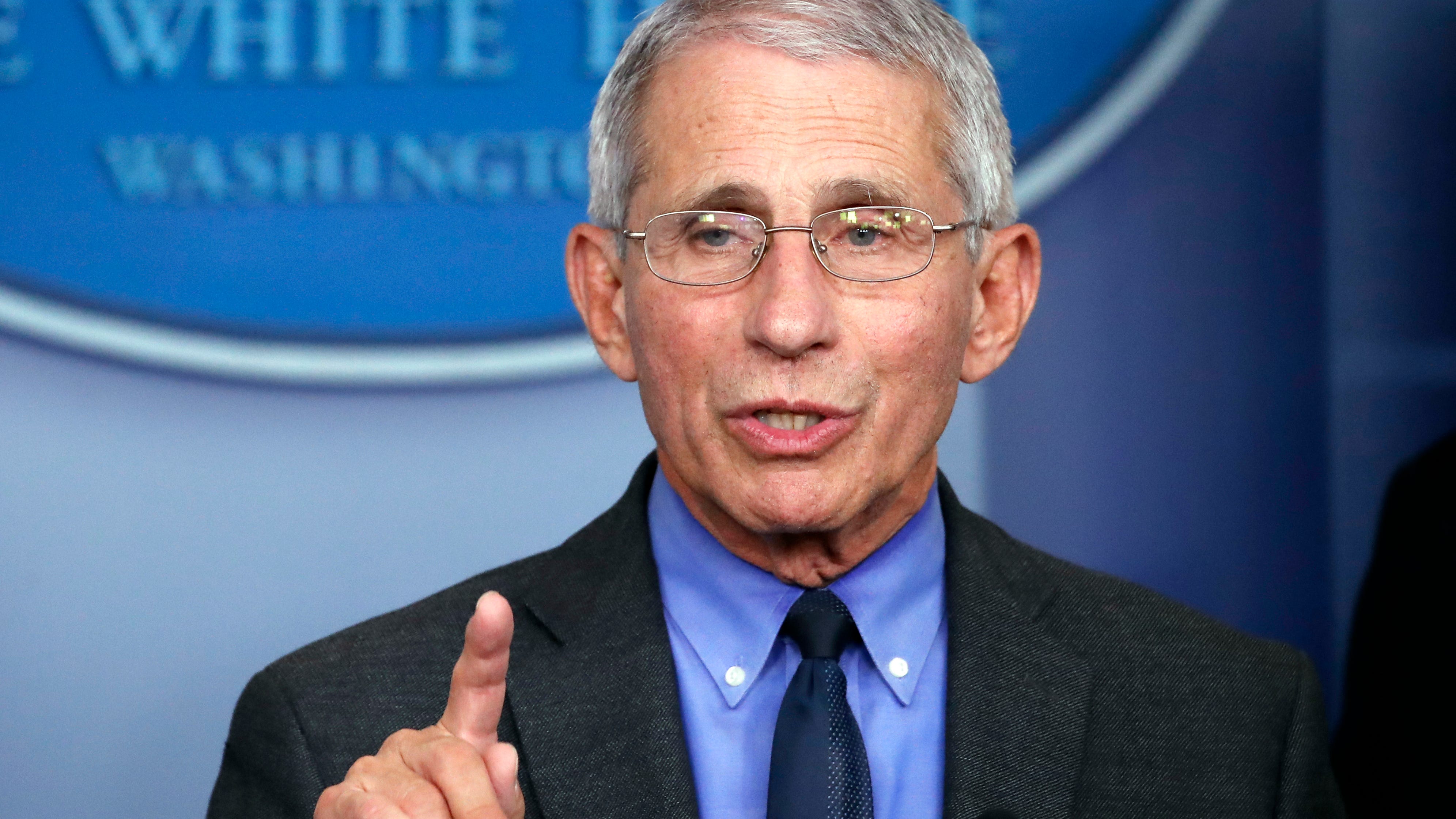 Dr. Anthony Fauci, director of the National Institute of Allergy and Infectious Diseases, speaks about the coronavirus in Washington.