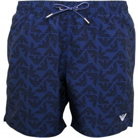 All-Over Eagle Logo Swim Shorts, Cobalt Blue