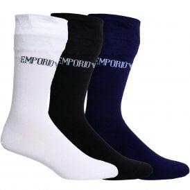 3-Pack Eagle Logo Socks, Navy/Black/White