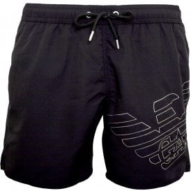 Silver Eagle Logo Swim Shorts, Black