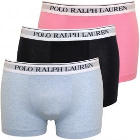 3-Pack Classic Boxer Trunks, Blue/Pink/Navy
