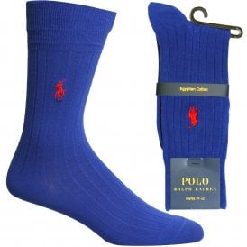 Egyptian Cotton Ribbed Socks, Royal Blue