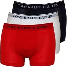 3-Pack Classic Boxer Trunks, White/Red/Blue