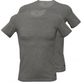 2-Pack Short-Sleeve Crew-Neck T-Shirts, Heather Grey with Navy