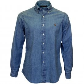 Classic-Fit Chambray Shirt, Blue