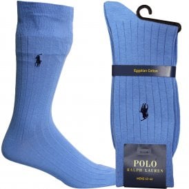 Egyptian Cotton Ribbed Socks, Harbour Island Blue