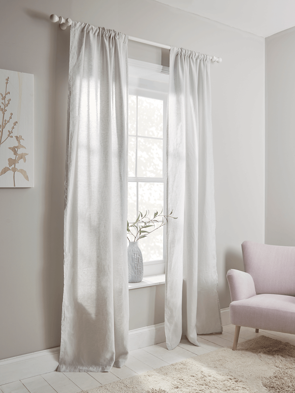 Washed Linen Curtain Pair - Soft Grey