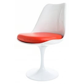 White and Red PU Tulip Style Side Chair