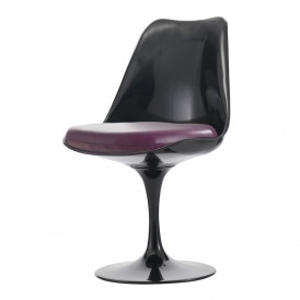 Black and Purple PU Tulip Style Side Chair