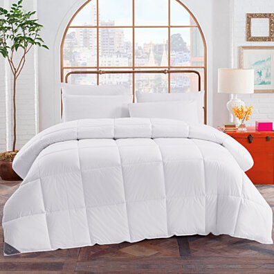 All Season White Down Comforter/Duvet Insert, 100% Cotton 600 Fill Power