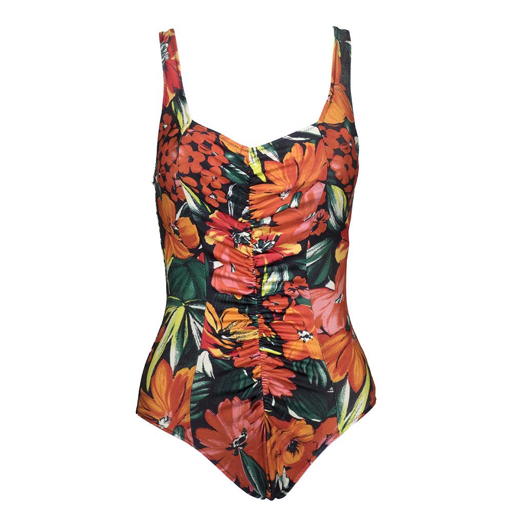 80s Orange Floral  LOw Back Swimsuit 99 AND UNDER