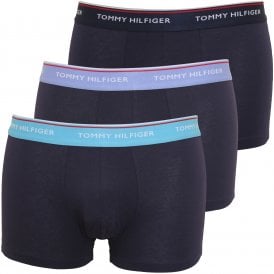 3-Pack Organic Cotton Stretch Boxer Trunks, Navy with blue mix