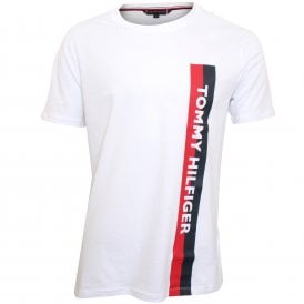 Side Stripe Logo Organic Cotton T-Shirt, White