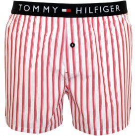 Shirt Stripes Woven Boxer Short, Red/White