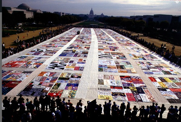 The AIDS Memorial Quilt on display in Washington D.C. in 1987. Photo courtesy of the Names Project Foundation